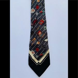 🎩👔Nicole Miller 1992 Vintage Gangster Silk Tie👔🎩